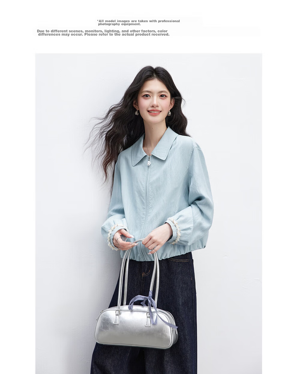 Vimly Baen Style Short Jacket for Women, Spring And Autumn New Arrival, Lyocell Fabric, Petite Versatile Lapel Coat, Water Blue, Size S 8